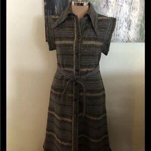 VTG Jimmy Hourihan Dublin Donegal Striped Tweed Wool Dress Ireland Womens MED